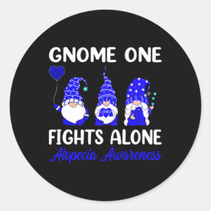 Sticker Rond Gnome One combat seul Blue Ribbon Alopecia Lauréat