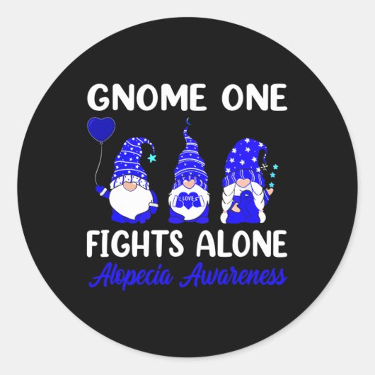 Sticker Rond Gnome One combat seul Blue Ribbon Alopecia Lauréat (Devant)