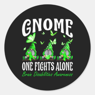 Sticker Rond Gnome One combat seul Cerveau invalidants
