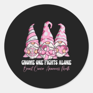 Sticker Rond Gnome One combat seul le cancer du sein sensibilis