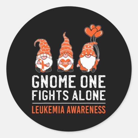 Sticker Rond Gnome One combat seul Leucémie Cancer Sensibilisat (Devant)