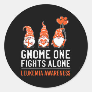Sticker Rond Gnome One combat seul Leucémie Cancer Sensibilisat