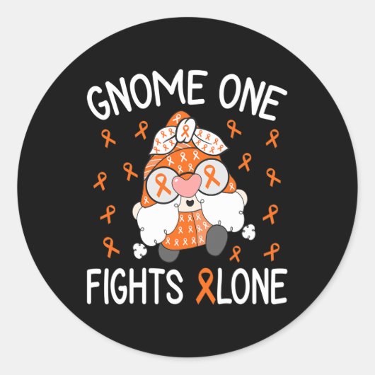 Sticker Rond Gnome One combat seul Leucémie Sensibilisation Gno (Devant)