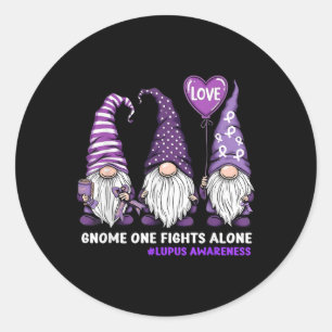 Sticker Rond Gnome One combat seul Lupus Mois de sensibilisatio