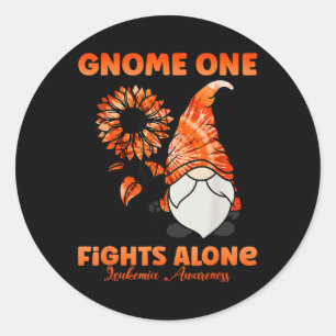 Sticker Rond Gnome One combat seul Orange Ribbon Leukemia Awar