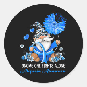 Sticker Rond Gnome One combat seul Ribbon Alopecia sensibilisat