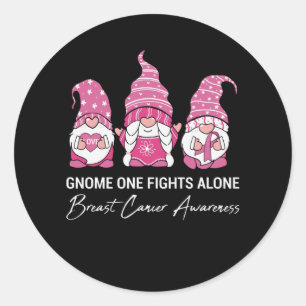 Sticker Rond Gnome One Se Bat Seul Pour la Sensibilisation au C