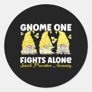 Sticker Rond Gnome One Seul Lutte Prévention Jaune Sensibilisat