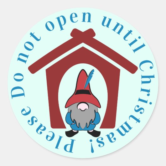 Sticker Rond Gnome pour le bleu rouge de Noël (Devant)