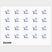 Sticker Rond Gnome scandinave mignonne avec lapins joyeux (Feuille)