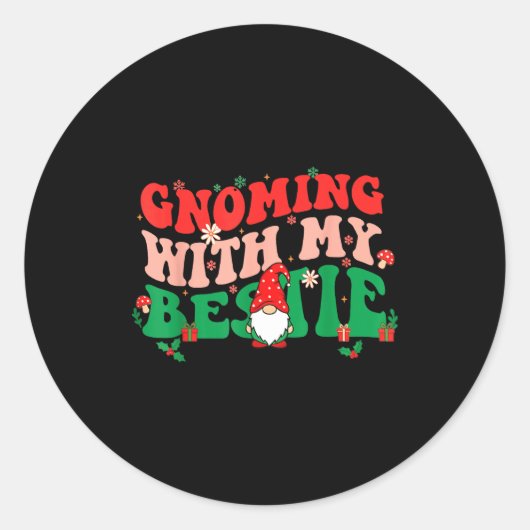 Sticker Rond Gnome Twinning With My Ie Funny Matching Christmas (Devant)