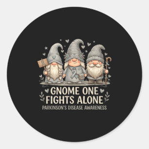 Sticker Rond Gnome un combat seul la maladie de parkinson