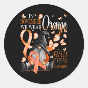 Sticker Rond Gnomes En Novembre Nous Portons Orange CRPS Sensib