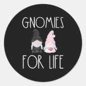 Sticker Rond Gnomes For Life Drôle Mariage Gnome Bride Groom M (Devant)