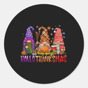 Sticker Rond Gnomes Hallothanksmas Halloween Thanksgiving