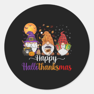 Sticker Rond Gnomes Halloween Thanksgiving Christmas Happy Hall