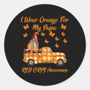 Sticker Rond Gnomes Je Porte Orange Pour Mon Papa RSD CRPS