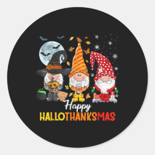 Sticker Rond Gnomes Lover Halloween Joyeux Noël Joyeux Happy Ha