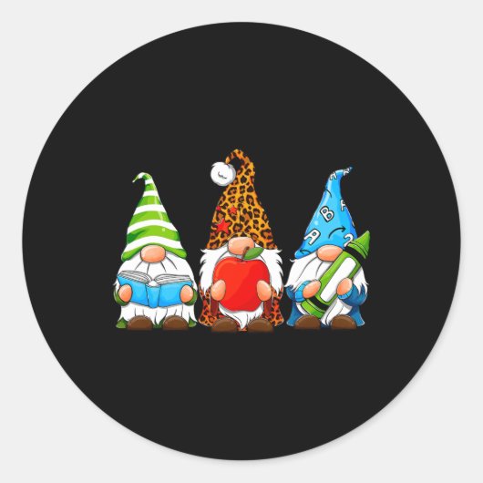 Sticker Rond Gnomes mignons Étudiants Enseignant Gnome Tee Fun  (Devant)