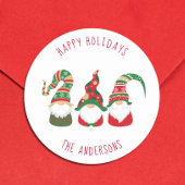 Sticker Rond Gnomes mignons Joyeux Noël