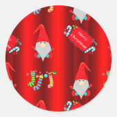 Sticker Rond Gnomes mignons Noël rouge (Devant)