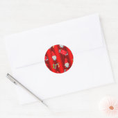 Sticker Rond Gnomes mignons Noël rouge (Enveloppe)