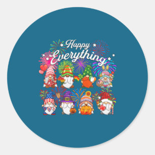 Sticker Rond Gnomes Tout Joyeux Pour Toute L'année Chaque Fête