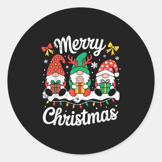 Sticker Rond Gnomes Xmas Drôle Joyeux Escouade De Noël Pour Hom (Devant)