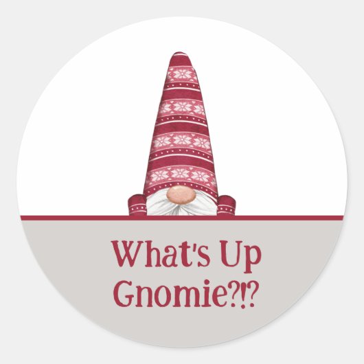 Sticker Rond Gnomie vacances de texte personnalisées (Devant)