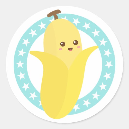 Sticker Rond Go Bananas avec de la banane mignonne (Devant)