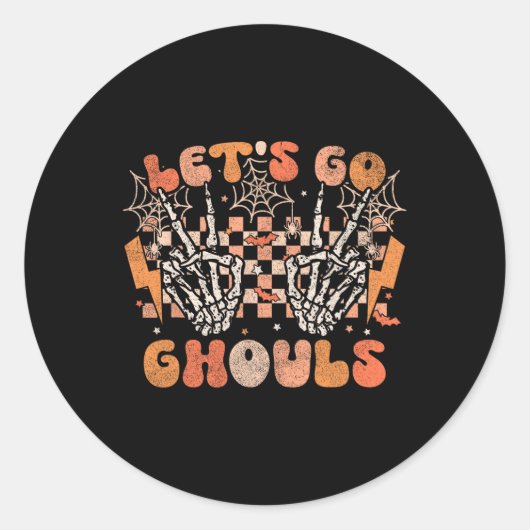 Sticker Rond Go Ghouls Halloween Skeleton Costume Retro G (Devant)