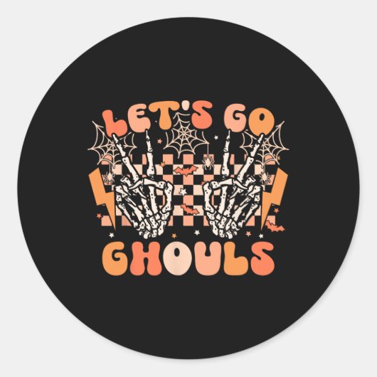 Sticker Rond Go Ghouls Halloween Skeleton Costume Retro G (Devant)