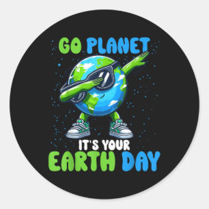 Sticker Rond Go Planet Son Jour des terres mignon Dabbing Terre