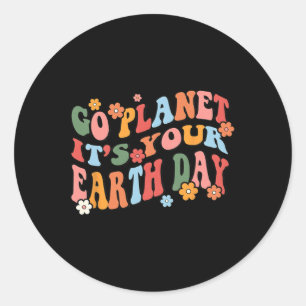 Sticker Rond Go Planet Son Jour des terres Rétro Super