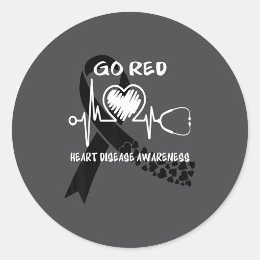 Sticker Rond Go Red Heart Disease Awareness Month  (Devant)