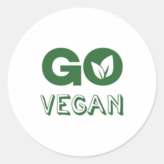 Sticker Rond Go Vegan Plante Nutrition Veganism (Devant)