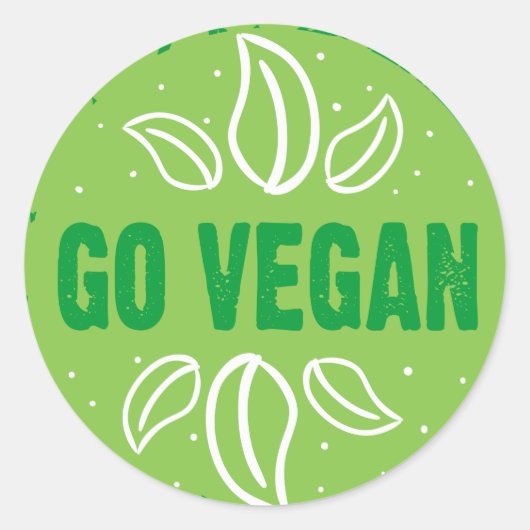 Sticker Rond Go Vegan, végétalien, végétarien, (Devant)