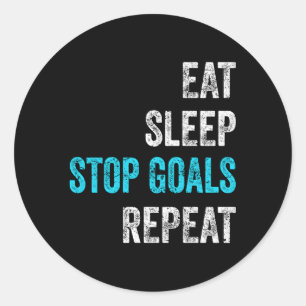 Sticker Rond Goalkeeper Manger Sleep Stop Buts Répéter