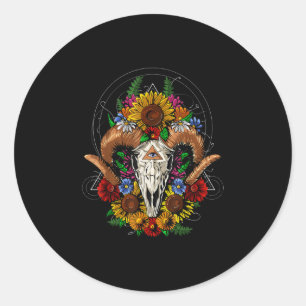 Sticker Rond Goat Skull