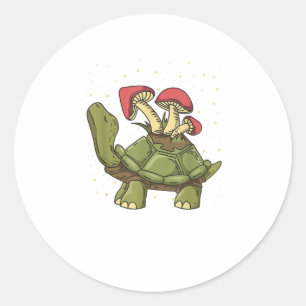 Sticker Rond Gob esthétique Cottagecore Tortue Tortue Champigno