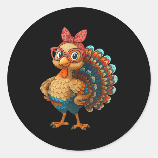 Sticker Rond Gobble Turkey Day Happy Thanksgiving For Toddlers (Devant)