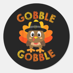 Sticker Rond Gobble Turquie Petits garçons Filles Enfants Thank