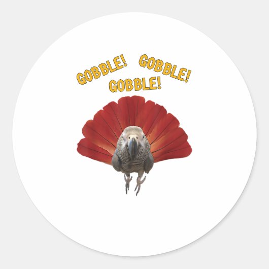 Sticker Rond Gobble ! Turquie Thanksgiving African Grey Parrot (Devant)
