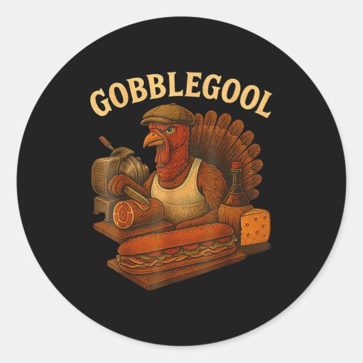 Sticker Rond Gobbol Turkey Thanksgiving  (Devant)