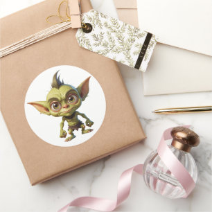 Sticker Rond Gobelette en dessin mignon aux oreilles pointées