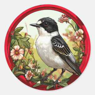 Sticker Rond Gobemouche pie coloré