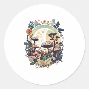 Sticker Rond Goblincore esthétique et calme champignon cottagec