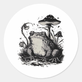 Sticker Rond Goblincore Frog Minimal Classic Design