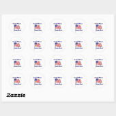 Sticker Rond God Bless America texte, drapeau américain (Feuille)