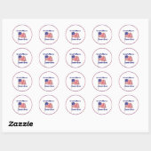 Sticker Rond God Bless America texte, drapeau américain (Feuille)